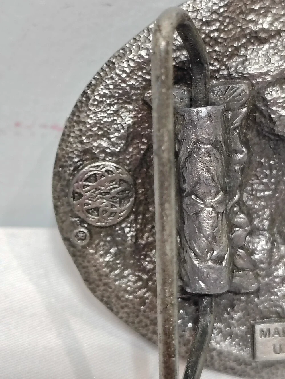 Vintage 1983 Bergamot Brass Works Pewter Belt Buckle K-146 Wild Horses 3D